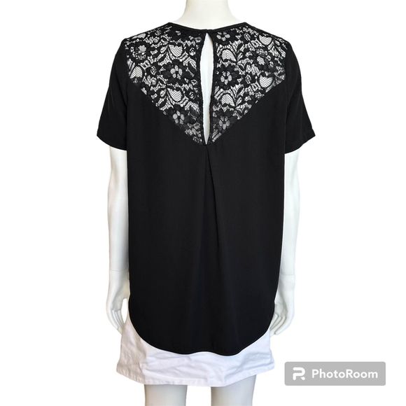 Unlisted Black Lace Short Sleeve Top L - Picture 2 of 4